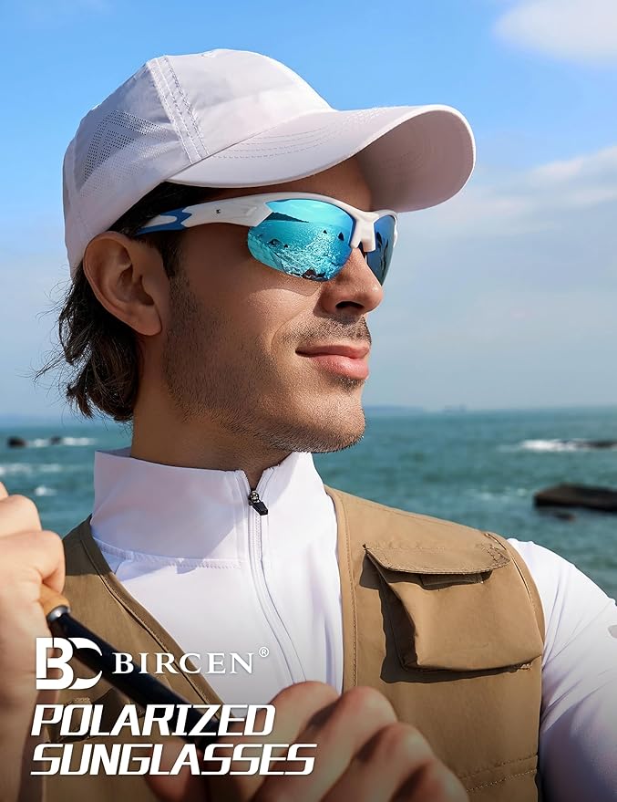 BIRCEN Polarized Sport Sunglasses for Men: UV Protection Fishing Shades for Golf Baseball Driving Motorcycle BC3065