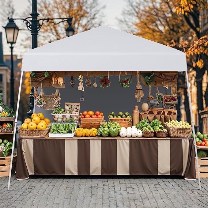 Tangkula 10x10 FT Pop Up Canopy with Sidewall, UPF 50+ Easy Setup Outdoor Tent with Backpack, 4 Stakes, Portable Heavy-Duty Canopy Tent for Party Events Camping Picnic, 10x10 Base, 8x8 Top