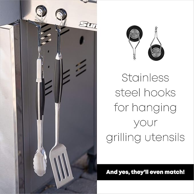Grilling Accessories by Magnum Grill - 3 Piece BBQ Tools Set with 18" Grill Tongs for Cooking, BBQ Grill Mat and Extra Strong Magnetic Hook for Hanging on Barbeque - Heavy Duty Metal Tongs Grill Set