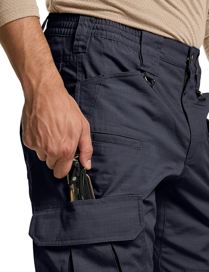 CQR Men's Tactical Pants, Water Resistant Ripstop Cargo Pants, Lightweight EDC Work Hiking Pants, Outdoor Apparel