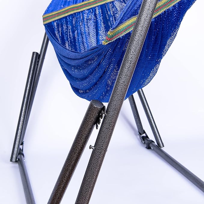 2 in 1 Hammock and Swinging Chair with Collapsible Steel Stand 450 lbs Capacity- Carrying Case, Portable & Adjustable, Perfect for Camping Beach Summer Patio, EZ Daze Foldable Hammock with Stand-Navy