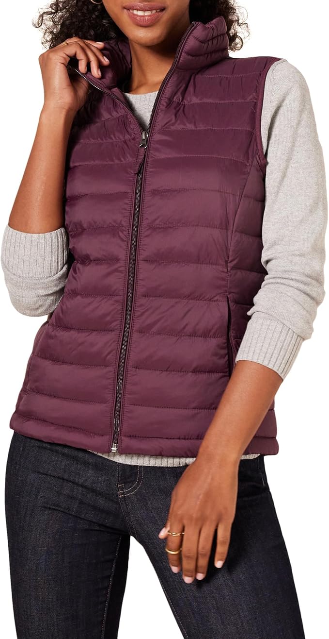 Amazon Essentials Women's Lightweight Water-Resistant Packable Puffer Vest