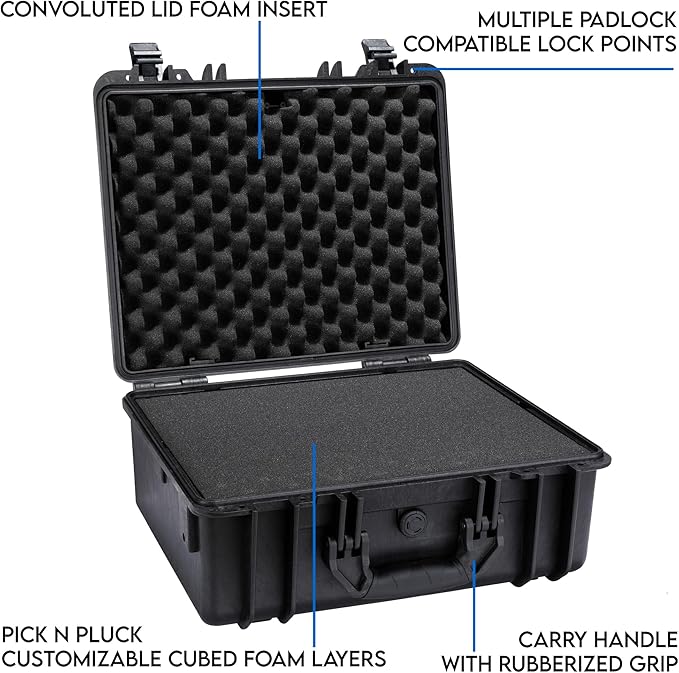 DCB Cases - Element 4795F | 19 x 16 x 9 Ext Dim | IP67 Waterproof | Pluck Foam Insert | Rubberized Grips | Resin-Reinforced Injection Molded Plastic | 4 Latch Lid Close