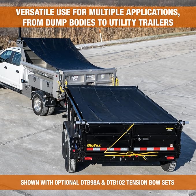 Buyers Products DTR6016 Manual Tarp System, 6 FT x 16 FT Mesh Tarp, Without Deflector, Dump Body Tarp Kit, Dump Trailer Accessories, Dump Body Accessories