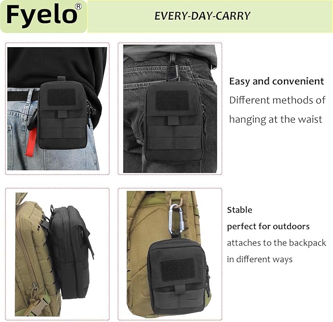 Tactical Belt Pouch Molle Phone Slim Utility Waist Bag EDC Organizer with Cellphone Holster 3 Colors (Black,Brown,Green)