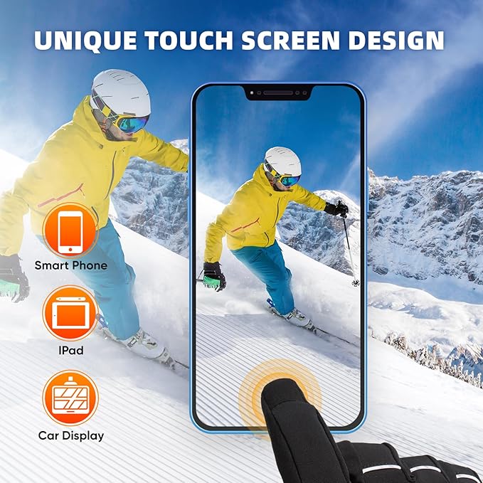 Heated Gloves, Electric Gloves Heated for Men/Women Rechargeable, Waterproof Work Motorcycle Glove for Winter Outdoor