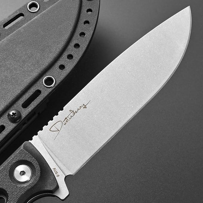 GTK4 Fixed Blade Knife AUS-8 Steel Blade Nylon Fiberglass Handle Full Tang EDC Tool Knifes for Outdoor Camping Survival Adventure(black)