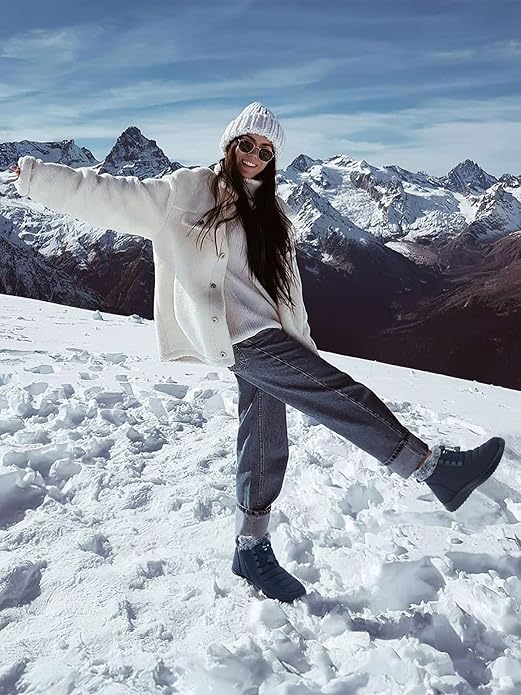 SHIBEVER Winter Boots for Women Snow: Fur Lined Warm Ankle Boots - Adjustable Water Resistant Outdoor Zipper Snow Shoes