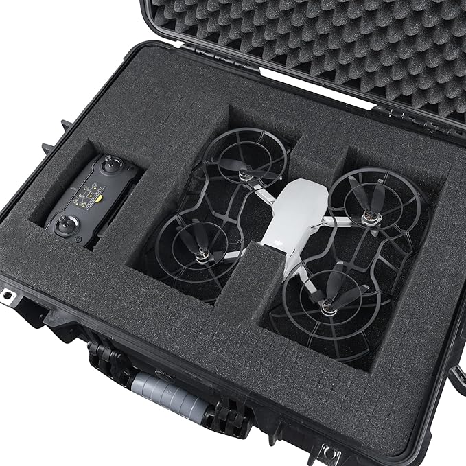 MEIJIA Portable All Weather Waterproof Camera Case With Foam,Fit Use of Drones,Camera,Equipments,Pistols,15.98x12.99x6.85inches