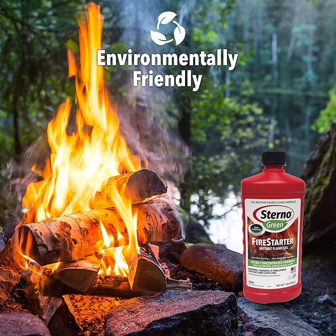 Sterno Fire Starter Fluid Gel - Firestarter for Instant Flame, Concentrated Ethanol Fuel for Camp Fire or Fireplace, All-Weather Ethanol Burner for Indoor & Outdoor, 16 Oz Each, Pack of 6 Bottles