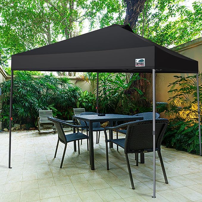 Eurmax USA NOMATTER ONE-Person Open&Close 10x10ft Pop Up Canopy Tent,Portable Shelter Canopy for Outdoor Events,Instant Canopies, Temporary Sunshade,Bonus 4 Sand Bags(Black)