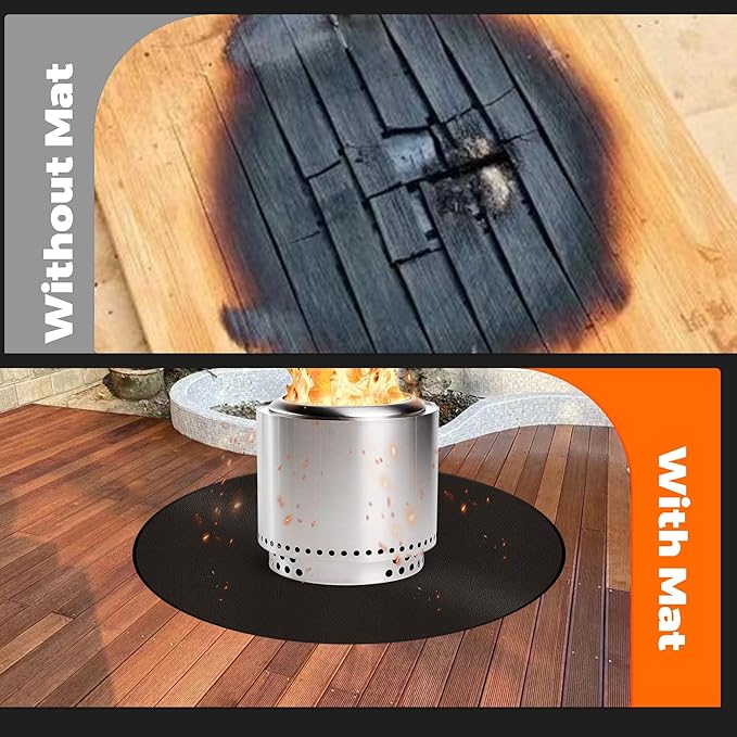 40" 3-Ply Round BBQ Mat, Fire Pit Mat for Solo Stove Bonfire, Easy Clean Reusable Waterproof Mat, Fireproof Pads for Under Fire Pit, Charcoal Grills, Griddles and Smokers