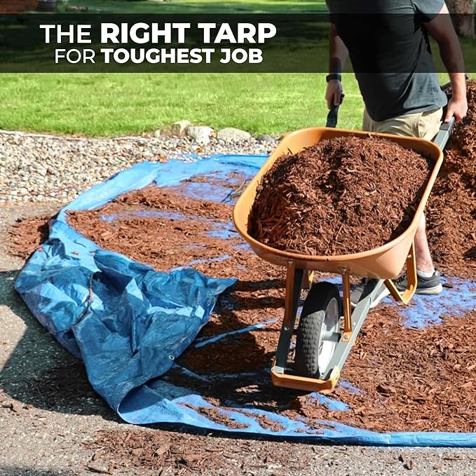 Tarps Heavy Duty Waterproof 20x40-12 mil Thick Camping Tent - Blue Tarp 20x40 UV Resistant, Rip & Tear Proof with Metal Grommets – Multipurpose Use for Camping, Tent, Boat, RV, Car, & Pool Cover
