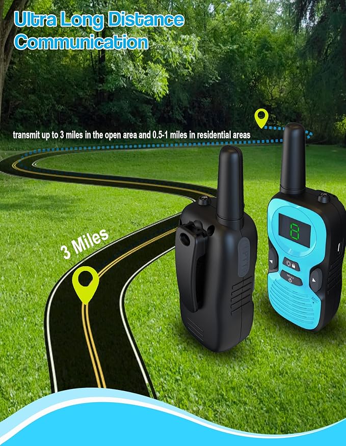 Walkie Talkies for Kids Rechargeable 2 Pack: Walkie-Talkies for Kid - Walky Talky for Kids - Long Range Outdoor, Hiking, Camping Toys for 3-12 Year Old Girls Boys Gifts Christmas Games