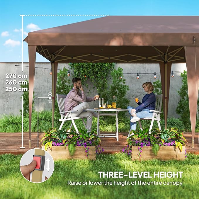 Outsunny 10' x 20' Pop Up Canopy Tent, Upgraded Heavy Duty Tents for Parties, Outdoor Instant Gazebo Sun Shade Shelter with Carry Bag, for Catering, Events, Wedding, Backyard BBQ, Coffee
