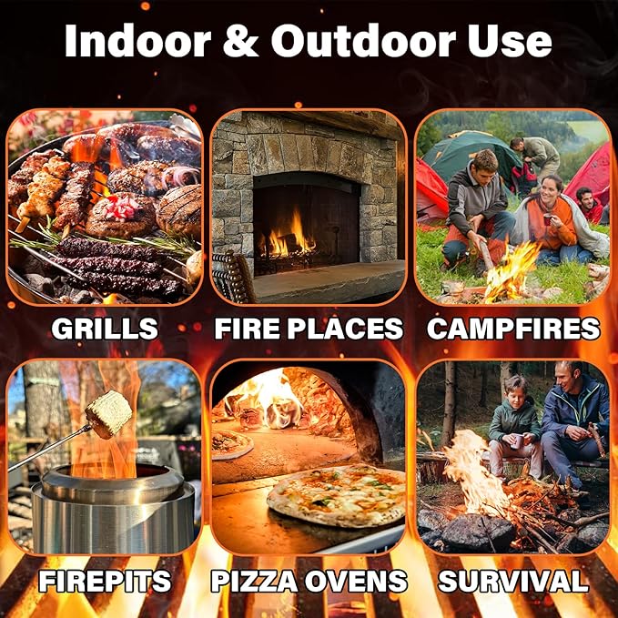 HGD Fire Starter(32pcs), Natural Charcoal Starters, Firestarters for Indoor Fireplace, BBQ, Campfire, Wood Stove, Chimney, Fire Pit, Grill, Smoker, Indoor Outdoor Use, Weather-Resistant,