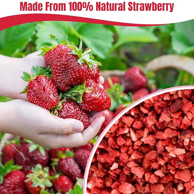 Premium Freeze Dried Strawberries Pieces - 8.82oz 100% Natural Sweet Frozen Strawberrys, No Gluten & No Allergen, Dry Strawberry Pieces Flakes for Snacks, Baking, Cooking, Flavorful