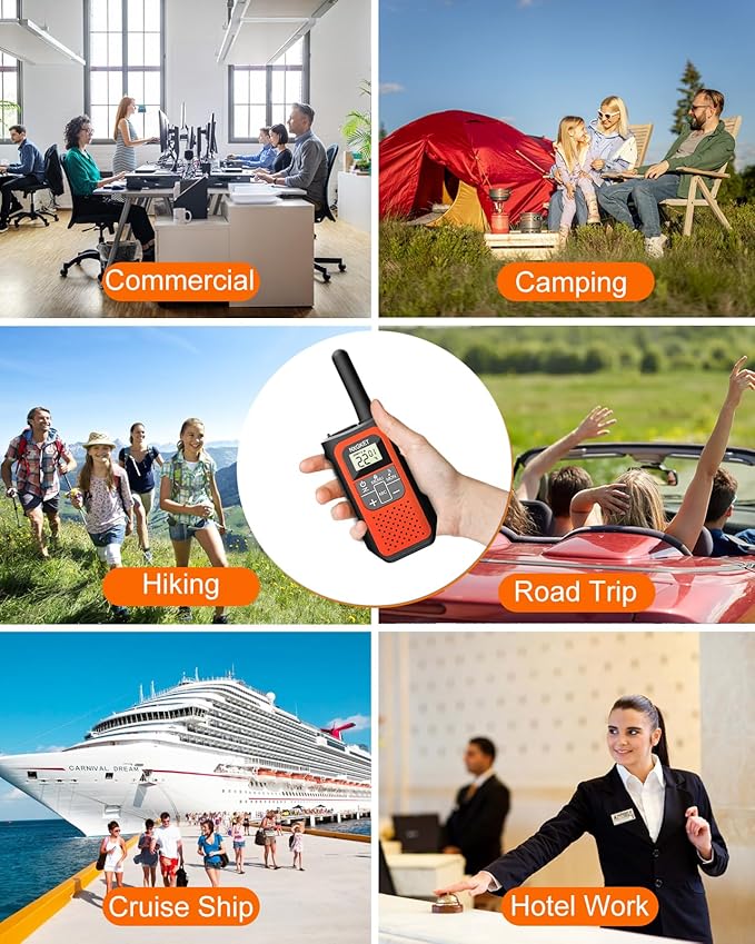 Walkie Talkies Long Range for Adults Long Distance Rechargeable Walkie Talkies 4 Pack with FRS 2-Way Radios Waki Taki NOAA VOX Built-in Li-ion Battery for Camping Hiking Biking Cruises Ski