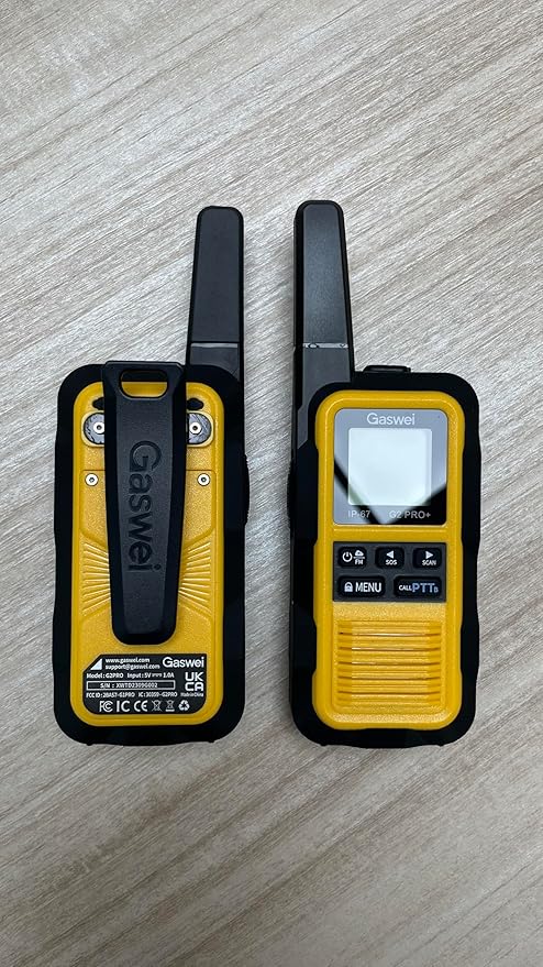 G2pro+ IP67 Waterproof Floating Walkie Talkies Long Range for Adults, Heavy Duty Walkie Talkie with Double PTT,FM Radio,SOS,NOAA Weather,VOX, Two Way Radio Rechargeable Battery(Yellow 6Pack)