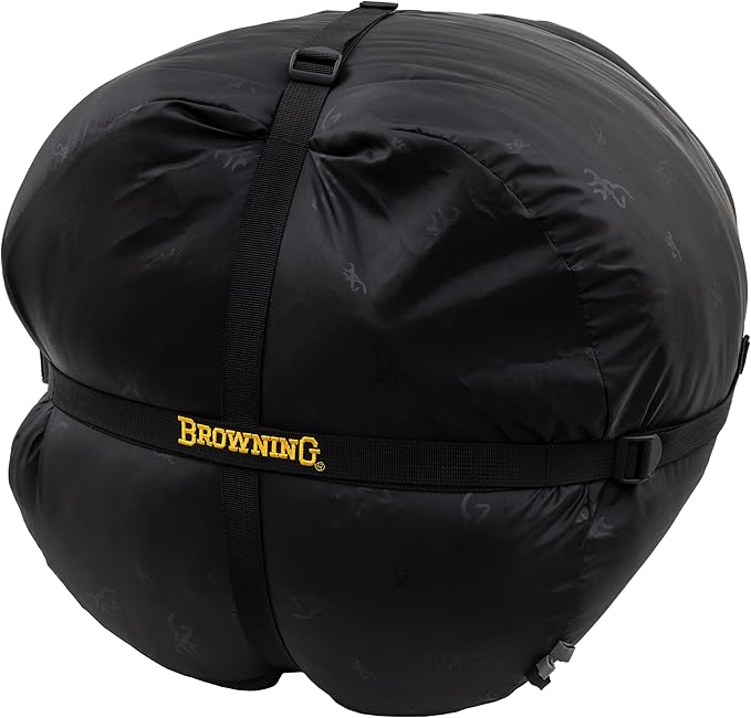 Browning McKinley -30° Sleeping Bag - Oversize Insulated Hooded Rectangle Made with Ripstop Outer and Brushed Polyester Liner, with Compression Stuff Sack, Charcoal/Gray