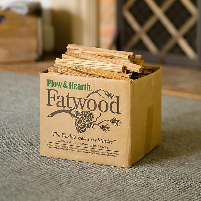 Plow & Hearth 10 LBS Fatwood Fire Starter Sticks Organic Kindling, Easy Ignition Fat Wood, All Natural Firestarters for Fire Pit, Wood Stoves, Fireplaces, Campfires, Bonfires, BBQ