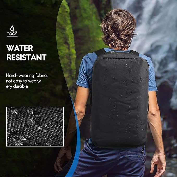 Haimont 60L Foldable Duffle Bag Backpack with Shoe Compartment, Large Travel Duffel for Gym, Sports, Luggage, Camping, Men & Women, Black