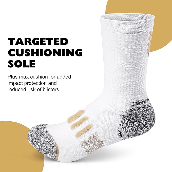 Crew Socks for Women,Athletic Hiking Running Compression Socks with Cushioned Support 3-6 Pairs