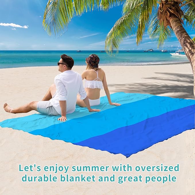 BYDOLL Beach Blanket Waterproof Sandproof 78''ร110'' Suits1-7 Adults Compact Lightweight Oversized Sand-Free Blanket Large Picnic Mat for Beach Travel Camping Hiking