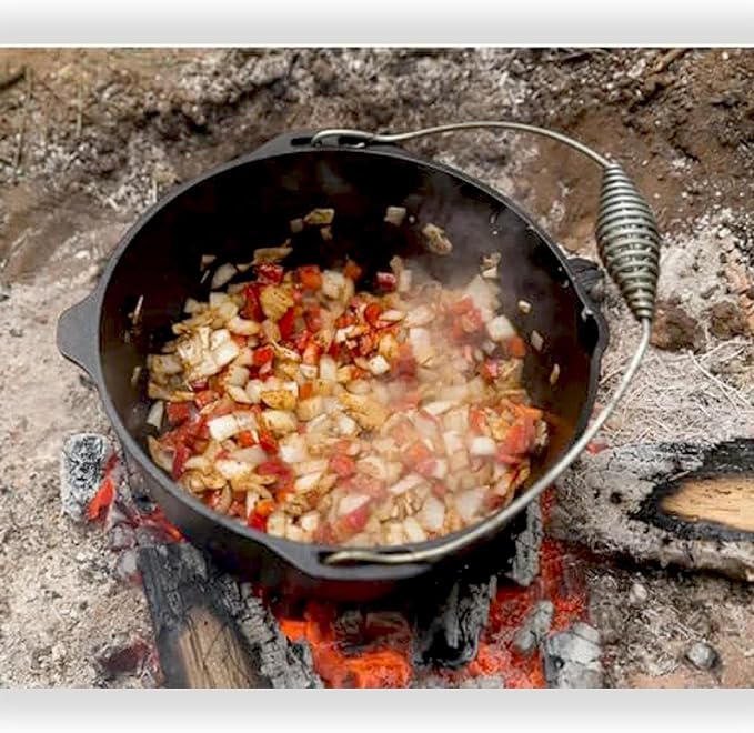 Cuisiland 4.5QT Cast Iron Dutch Oven with Dome Lid & Bail Handle – Pre-Seasoned Campfire Pot for Outdoor Cooking, Baking, Braising & Stews – Heavy-Duty, Even-Heat Casserole Pot for Camping & Home Use