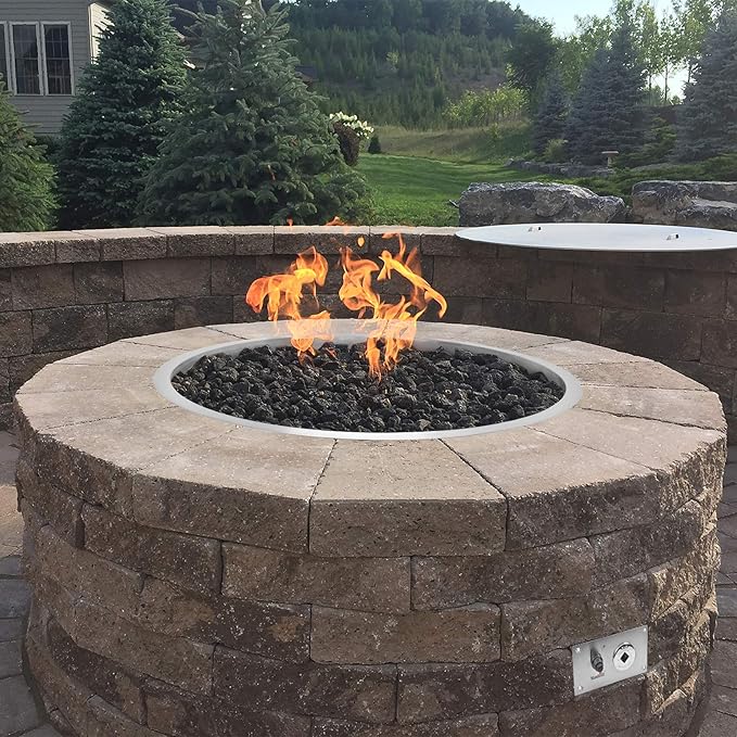 Stanbroil 31 Inch Drop-in Round Fire Pit with Spark Ignition Kit, Gas Firepit Insert for DIY Project, Propane Gas Version,304 Stainless Steel