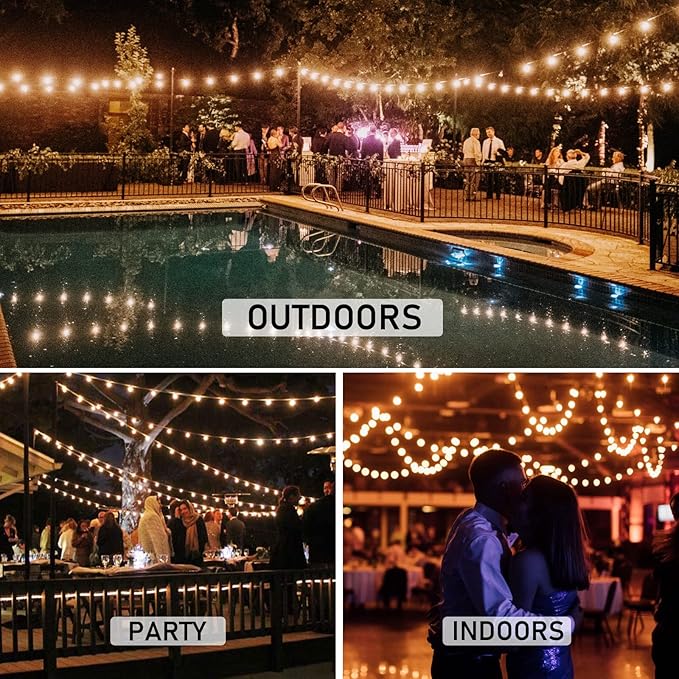 Abeja G40 LED Globe String Lights, 25Ft Outdoor Frosted Patio Lights with 27 Shatterproof Bulbs(2 Spare), Hanging LED String Lights for Outside Backyard Porch Umbrella Bistro Decor, White Wire