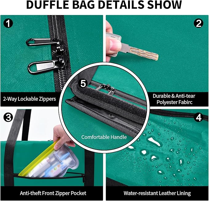 Urbanstand 48 Inch Travel Duffle Bag Extra Large Sport Equipment Duffel Bags with 2-way Lockable Zippers (Green)