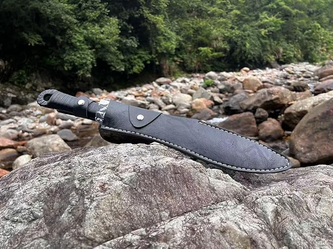 Kukri Fixed Blade Knife With Sheath, 12in Manganese steel Full Tang Heavy Duty Camping Knives for Bushcraft Survival Hunting