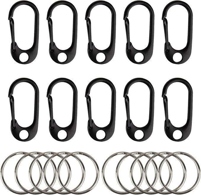 SWATOM Small Mini Carabiner Clip Tiny Spring Snap Hook Keychains Micro Carabiners for Paracord EDC Alloy Key Rings Outdoor Hiking Fishing Camping Backpack Accessories
