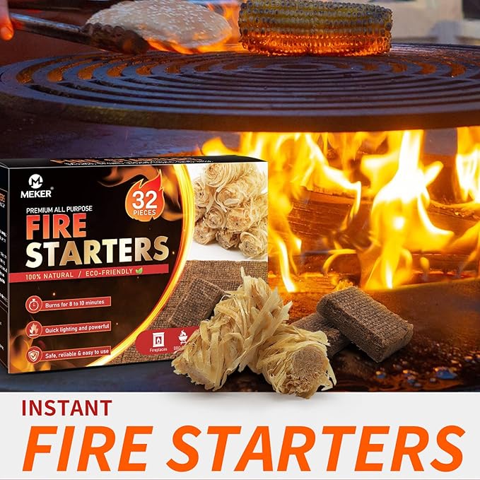 Fire Starters - Natural Fire Starters for Fireplace, Campfires, Fire Pit, BBQ Grill, Wood Stove, All Weather Charcoal Starter, Odorless Fire Starter Eco Friendly