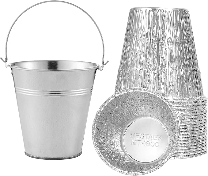 Grill Drip Bucket with 20-Pack Disposable Foil Liner,Compatible with Traeger 608/648, Pit Boss Grills, Oklahoma Joe's & Rec Tec, 6.3"x6.0", 1800ml