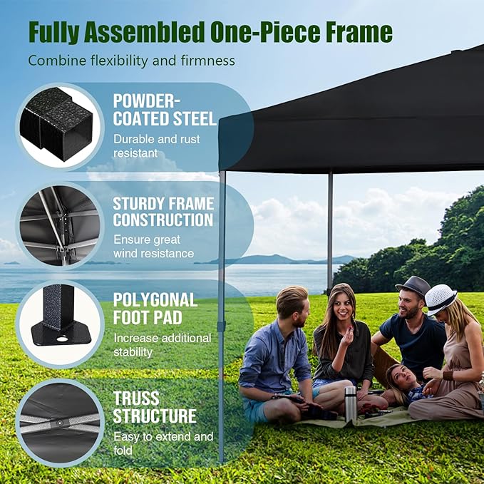 Eurmax USA NOMATTER ONE-Person Open&Close 10x10ft Pop Up Canopy Tent,Portable Shelter Canopy for Outdoor Events,Instant Canopies, Temporary Sunshade,Bonus 4 Sand Bags(Hi-Vis Green)