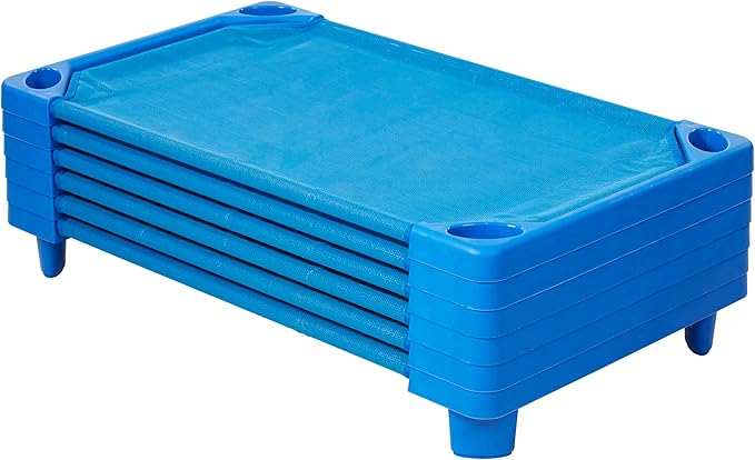 SlumberEdge Stackable Toddler Cot, RTA, Sleeping Cot, Blue, 6-Pack