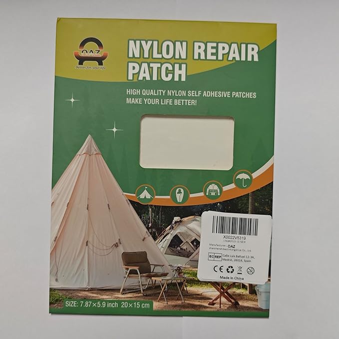 8 Pieces 7.87 x 5.9 inch Nylon Repair Patches Nylon Fabric Patch Self-Adhesive Nylon Repair Tape Waterproof Lightweight Outdoor Gear Repair Patch Kit for Down Jacket Clothing Tent Bag (Beige)