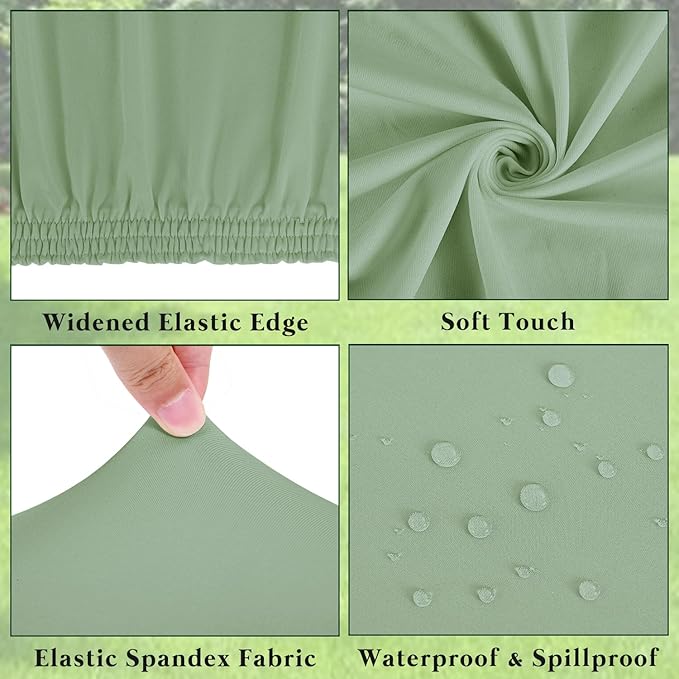 10 Pack Picnic Table Cover Elastic Fitted Outdoor Tablecloths for 8 Foot Rectangle Tables Waterproof Stretch Washable Patio Folding Spandex Table Cloth Camping Banquet Parties (Sage Green,30" x 96")