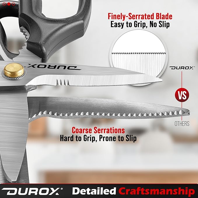 DUROX - Heavy Duty Scissors, Multipurpose Utility Scissors. Built to Cut Leather, Cardboard, Carpet, Plastic and Rope. All Purpose Heavy Duty Kitchen Scissors to Cut Meat, Poultry and Chicken Bones