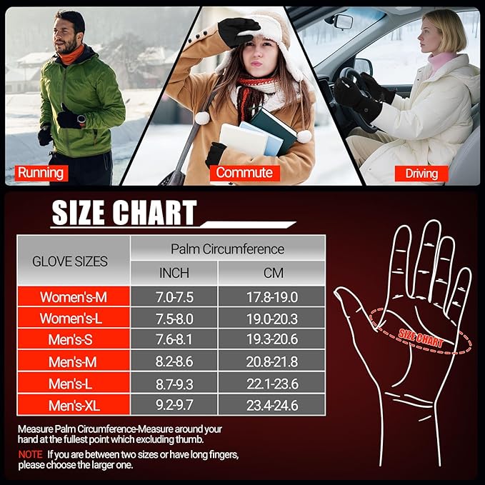 Heated Gloves for Men Women Rechargeable Electric Gloves 7.4V 3200mAh Battery Powered, Waterproof Windproof Thermal Gloves Ideal for Snow Sports, Camping & Skiing Raynaud's Arthritis