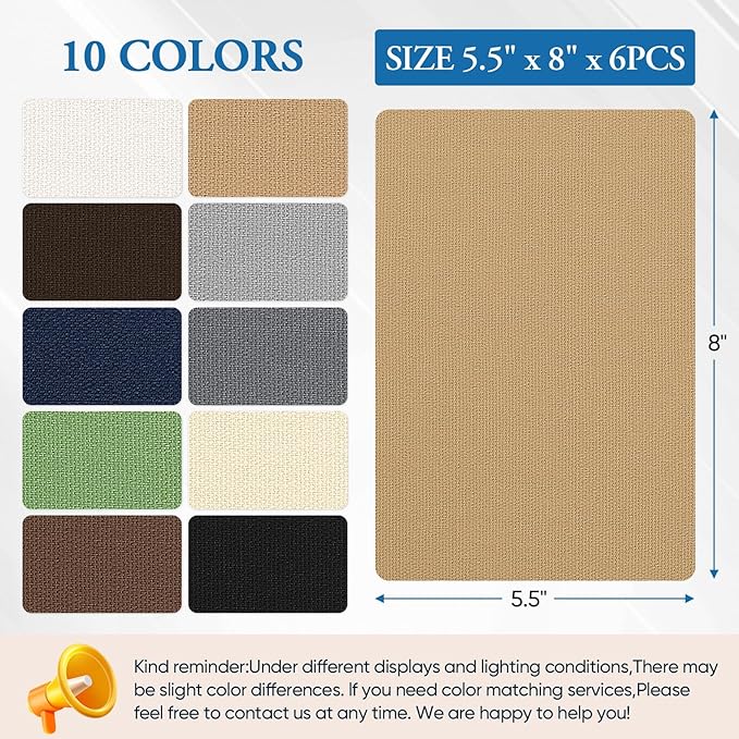 Canvas Repair Patch 5.5 x 8 Inches 6Pcs Self-Adhesive Waterproof Canvas Patch Kit for Repairing Tents,Sofas,Boat Covers,Camping Chair,Awnings,Car Seats.(Khaki)