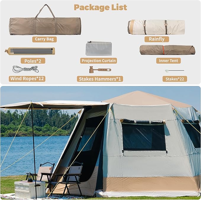 3-5 Person Waterproof Camping Tent,Large Family Cabin Tents for Outdoor Camping Hiking Backpacking Picnic