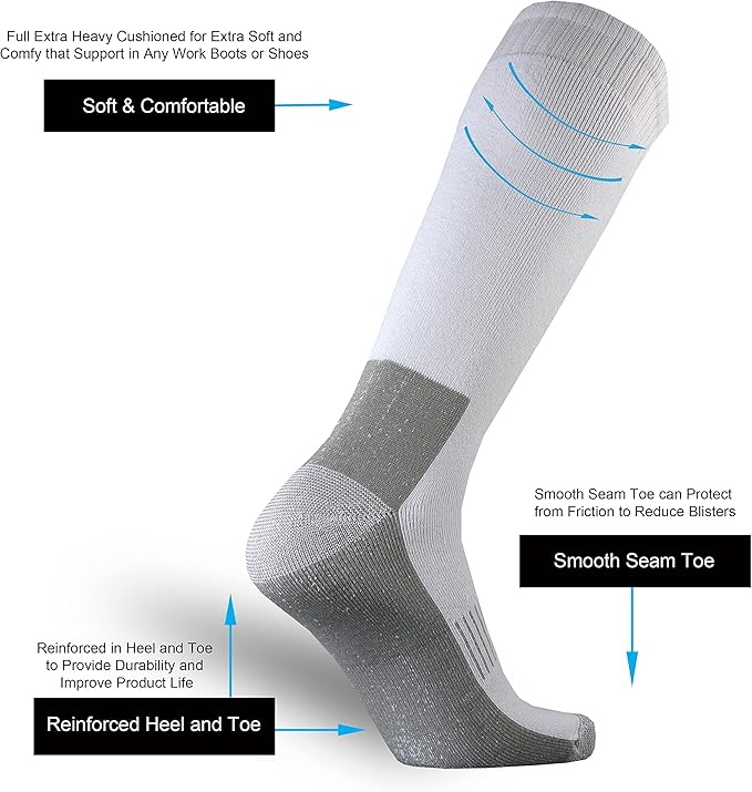 ONKE Max Full Cushion Knee High Socks for Men Steel Toe Work Boot Over the Calf OTC Moisture Wicking Thermal Hiking Hunting