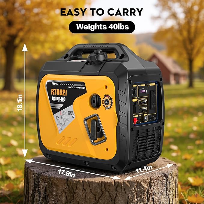 2400W Lightweight Portable Inverter Generator with Clean Power for Home, Camping, RV, Tailgating & Emergencies | Eco-Mode, CO Protection, Parallel Ready, Ultra-Quiet Gas Generator