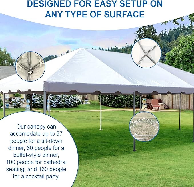 Party Tents DIRECT 20' x 40' Weekender West Coast Frame Style Party Tent | White PVC Top | for Weddings, Graduations, and Events