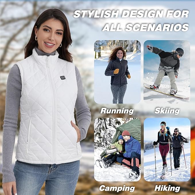Heated Vest for Women with 12V 10000mAh Battery Pack, Women's Lightweight Electric Heating Vest Liner Winter Outdoor