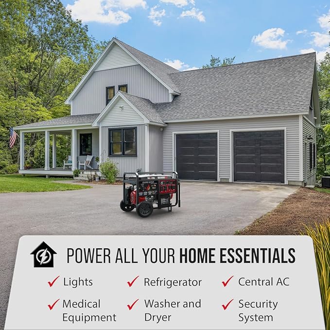 DS13000MXT 13,000-Watt 500cc Tri Fuel Portable Generator - Gas, Propane & Natural Gas, Remote Electric Start, Whole Home Power Backup, Transfer Switch Ready, RV & Emergency Ready
