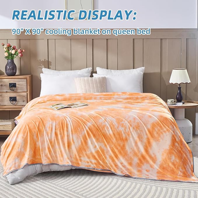 inhand Cooling Blanket Queen Size (90"x90"), Cooling Blankets for Hot Sleepers, Absorbs Heat to Keep Adults Cool for Summer Nights Sweats, Thin Cold Lightweight Blanket for Couch Bed, All Season Use